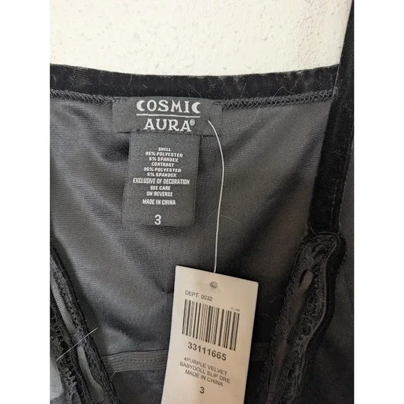 Cosmic Aura Velvet Slip Dress Hot Topic Babydoll Constellations Size 3 Witch - Picture 3 of 5